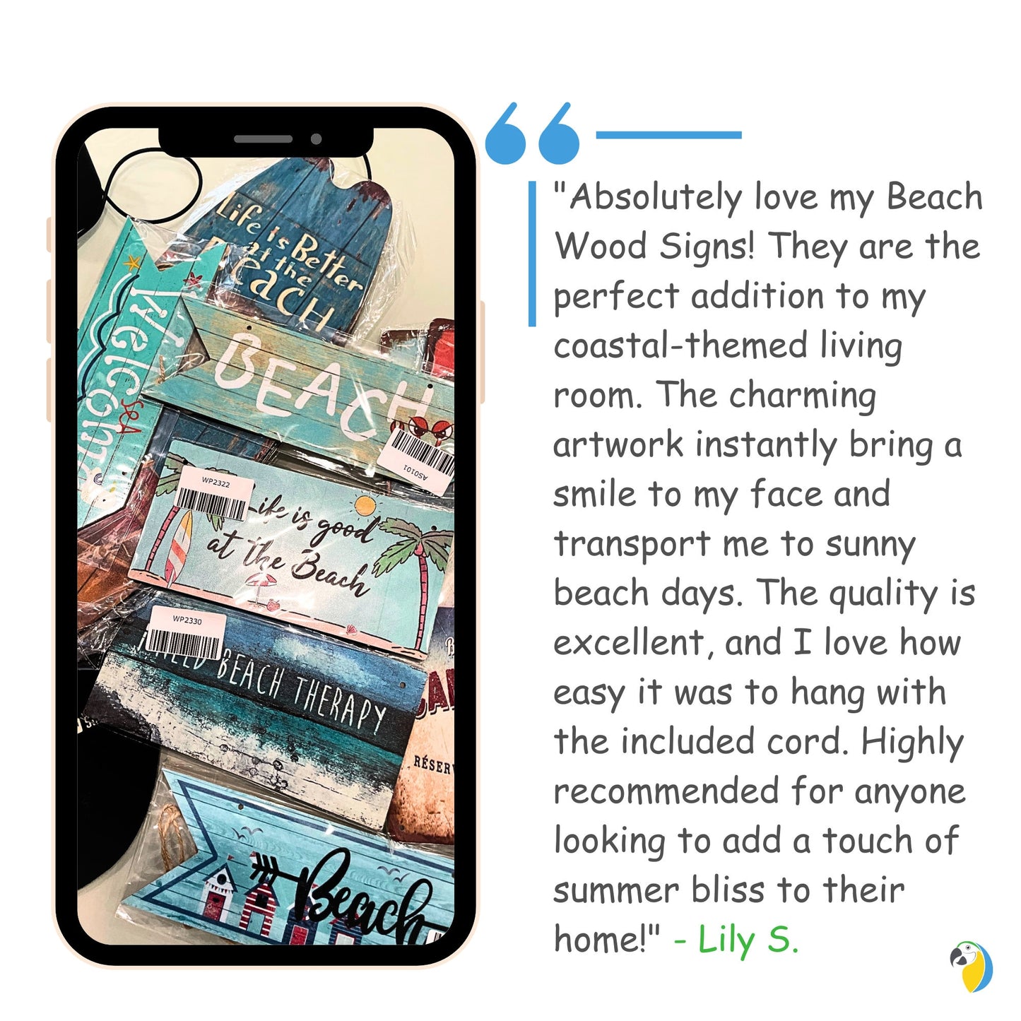 Beach Wood Sign | Summer Happy Quote Wooden Plaque | Sun Flip Flop Coastal Art MDF Print | Tropical Seaside Home Decor Art Piece