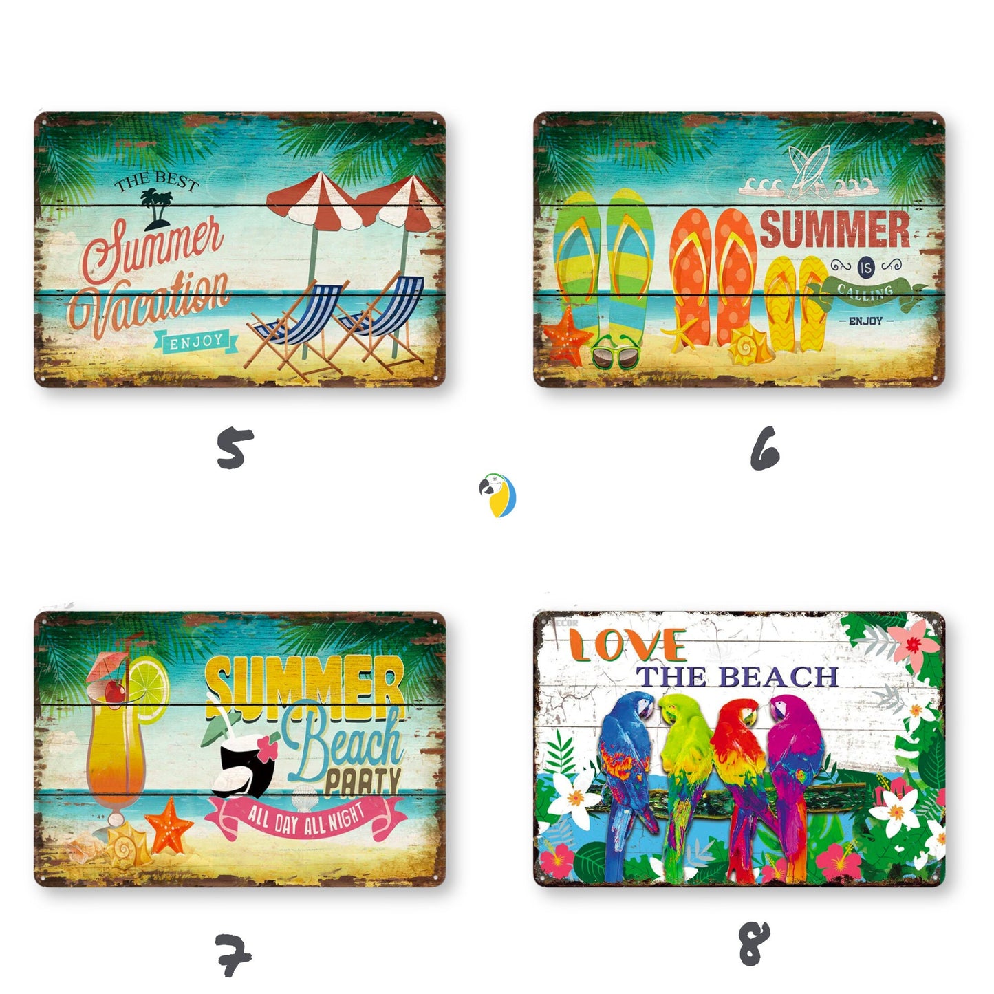 Summer Beach Tin Sign | Vintage Surfing Metal Plaque | Seaside Surfboard Decorative HD Print Wall Hanging Decor for Surf Bar Beach House | Papagaio Studio Etsy Shop
