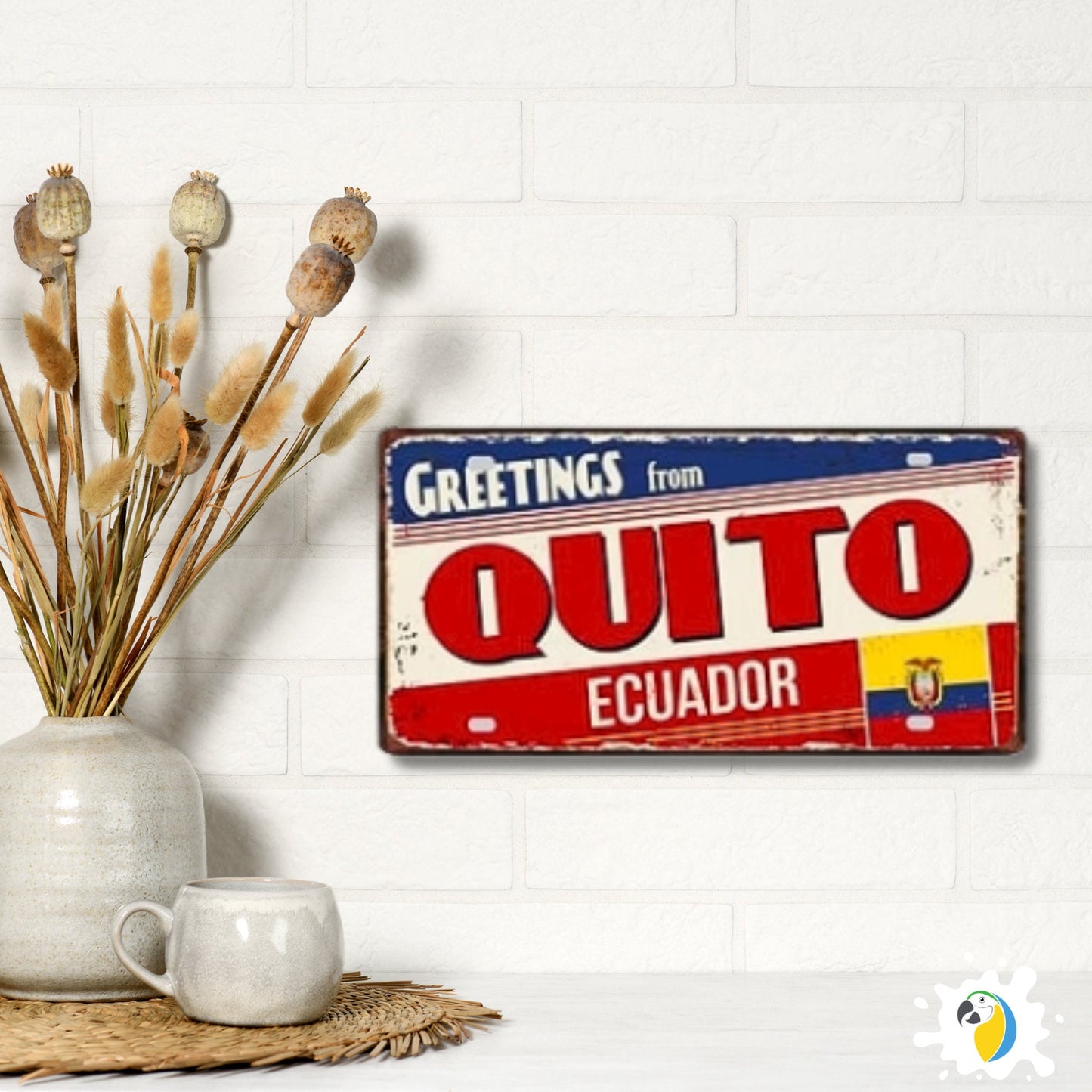 Colombia Mexico Brazil City Tin Sign | Latin America Tourist Souvenir Metal Plaque | Shabby Chic Home Decor Wall Art Gift For Latino | Papagaio Studio Etsy Shop