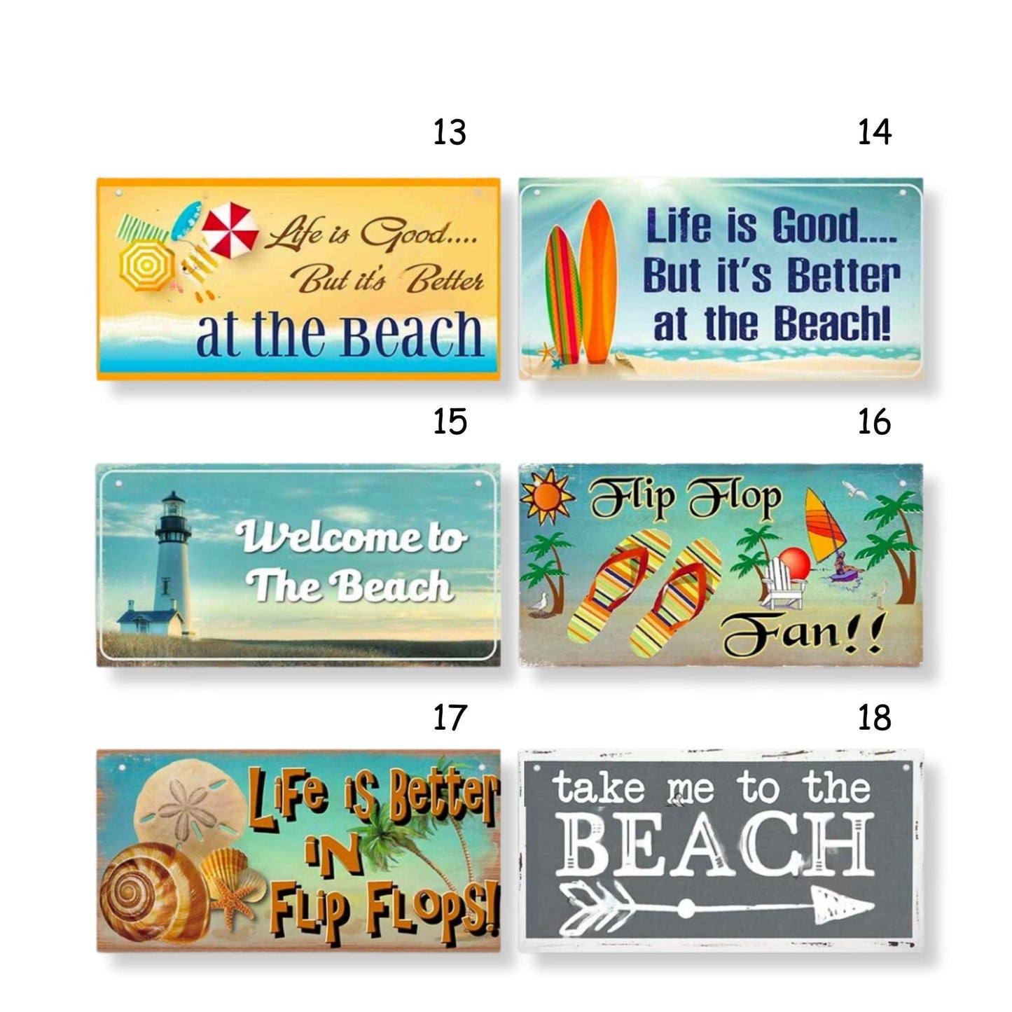 Beach Wood Sign | Summer Happy Quote Wooden Plaque | Sun Flip Flop Coastal Art MDF Print | Tropical Seaside Home Decor Art Piece