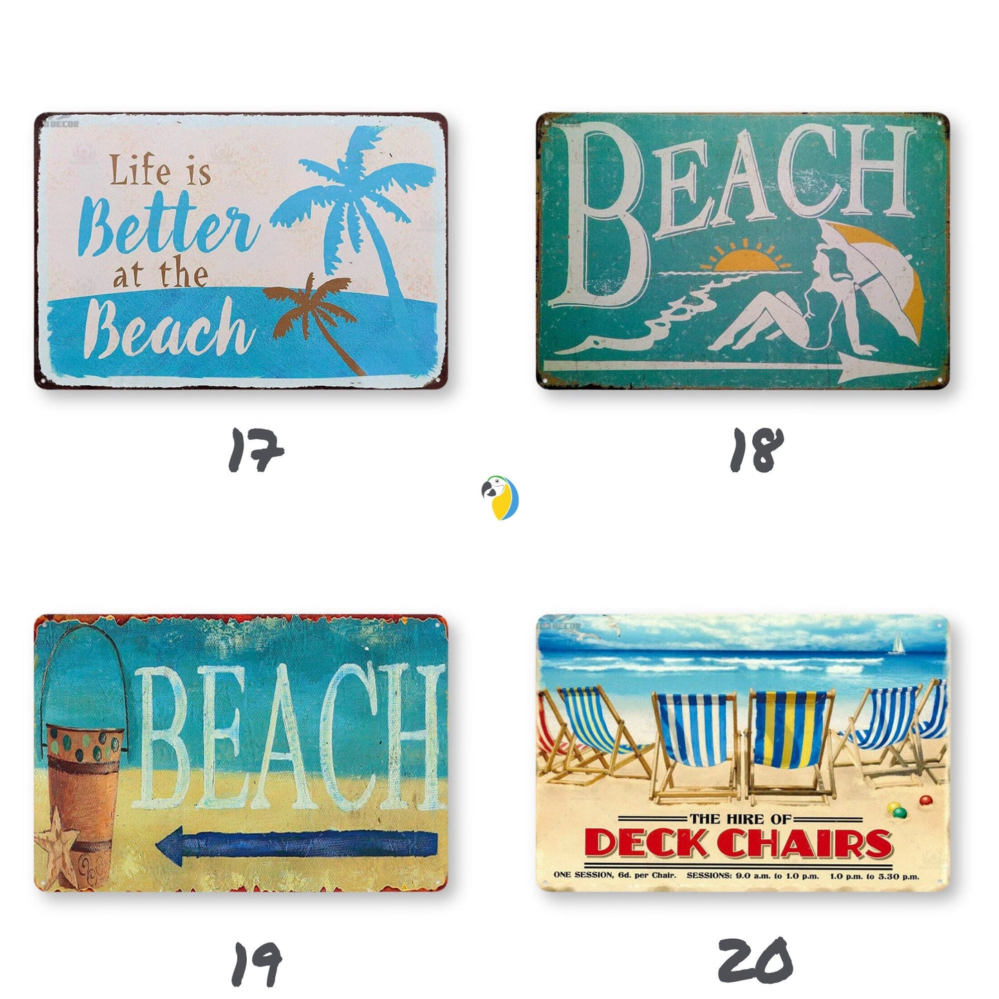 Summer Beach Tin Sign | Vintage Surfing Metal Plaque | Seaside Surfboard Decorative HD Print Wall Hanging Decor for Surf Bar Beach House | Papagaio Studio Etsy Shop