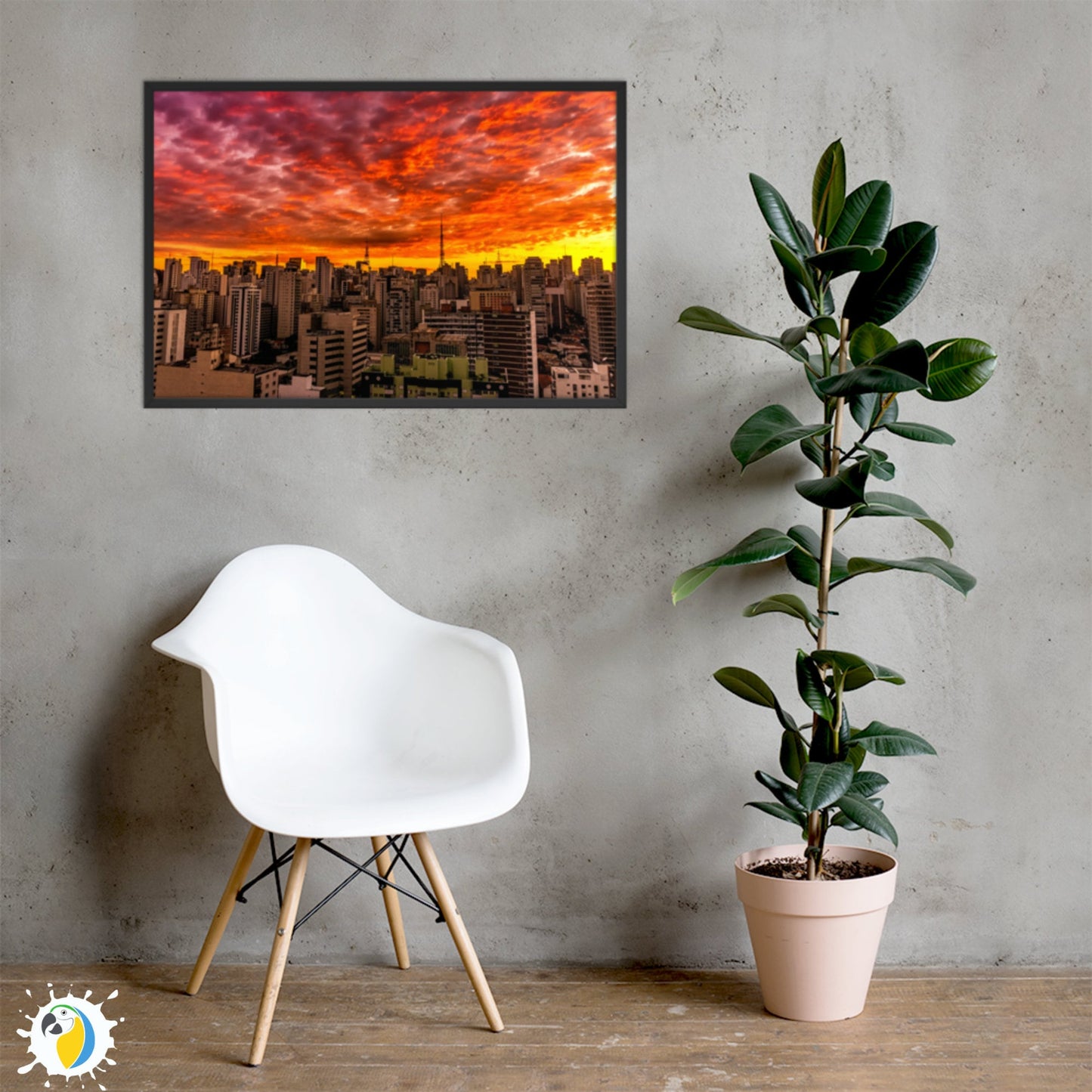 Sao Paulo Skyline Framed Poster | Brazilian Artist Urban Sky Photography Wall Art | Brazil Warm Color Dawn Golden Hour Digital Photo Print | Papagaio Studio Etsy Shop