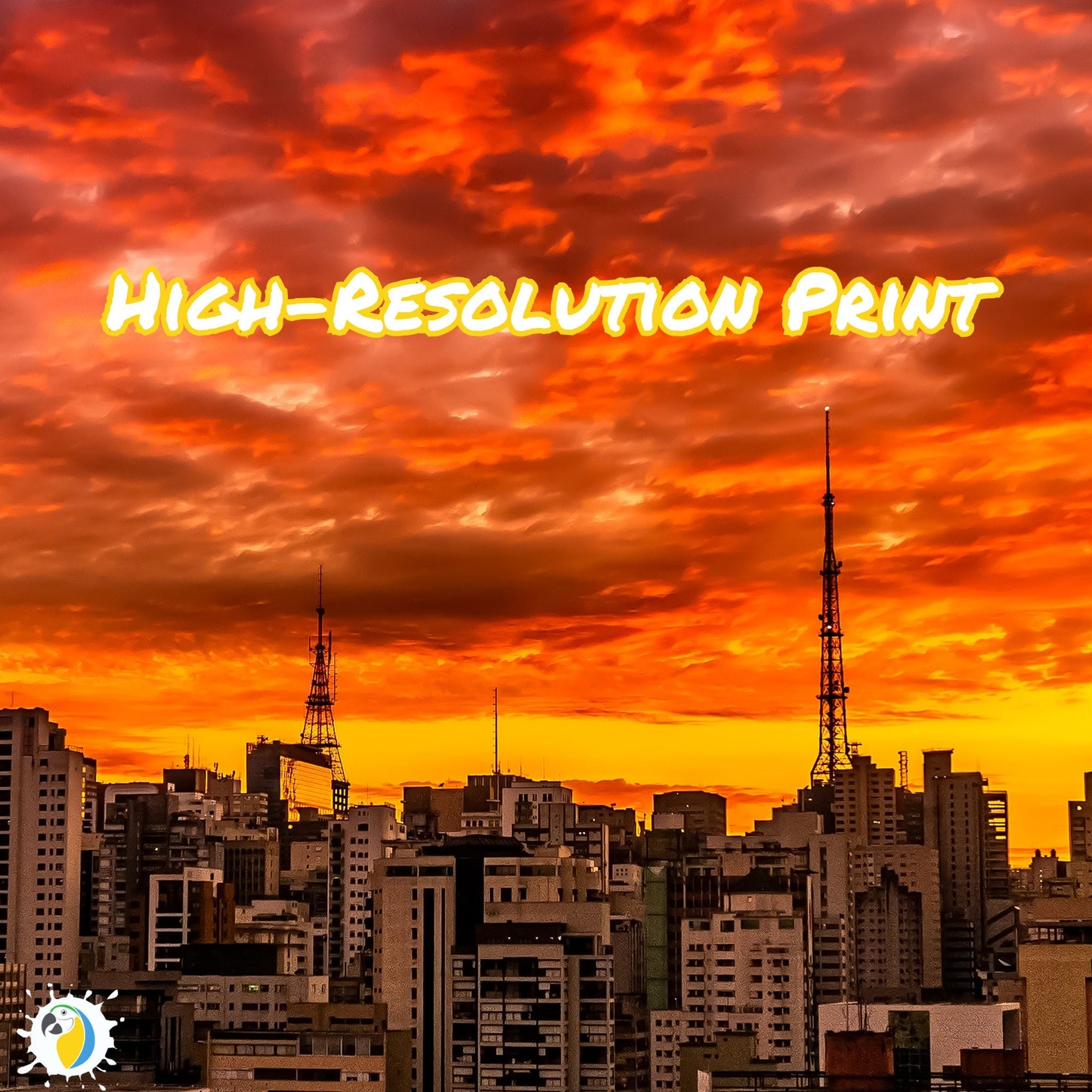 Sao Paulo Skyline Framed Poster | Brazilian Artist Urban Sky Photography Wall Art | Brazil Warm Color Dawn Golden Hour Digital Photo Print | Papagaio Studio Etsy Shop