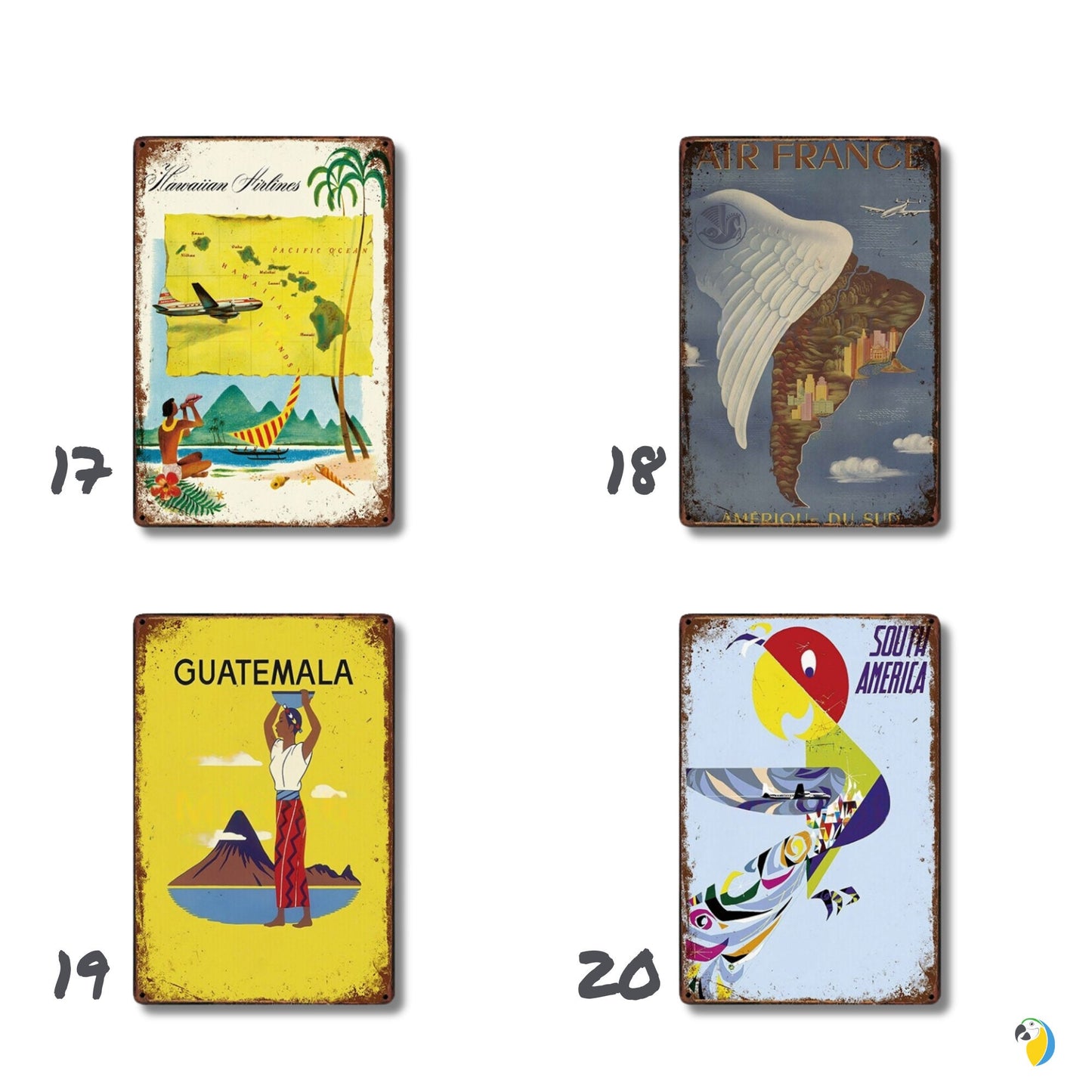 Tropical Country Travel Poster Tin Sign | Brazil & South America Wall Hanging | Carnival Cuba Hawaii Guatemala Sunny Countries Metal Print