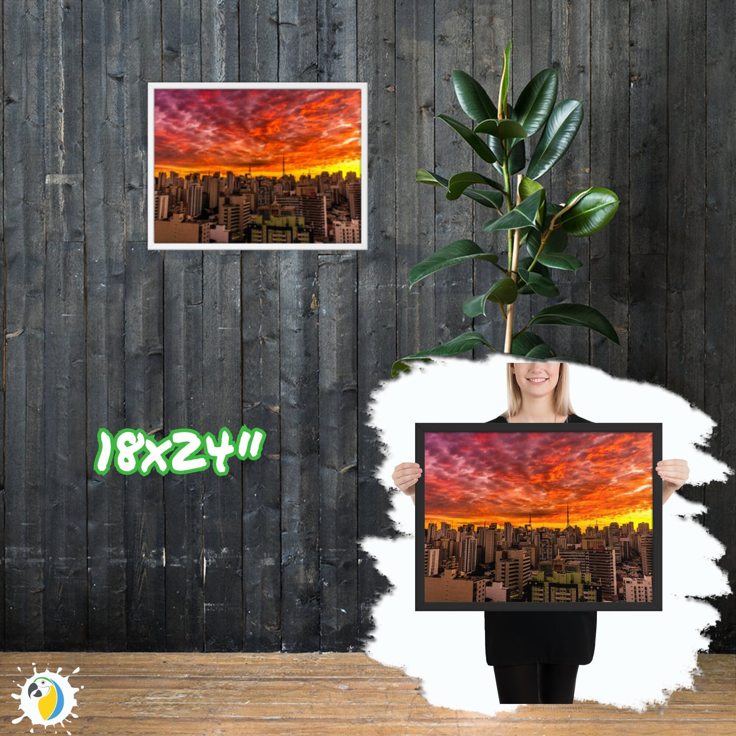 Sao Paulo Skyline Framed Poster | Brazilian Artist Urban Sky Photography Wall Art | Brazil Warm Color Dawn Golden Hour Digital Photo Print | Papagaio Studio Etsy Shop