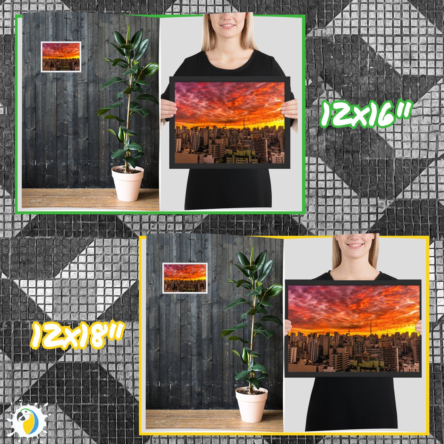 Sao Paulo Skyline Framed Poster | Brazilian Artist Urban Sky Photography Wall Art | Brazil Warm Color Dawn Golden Hour Digital Photo Print | Papagaio Studio Etsy Shop