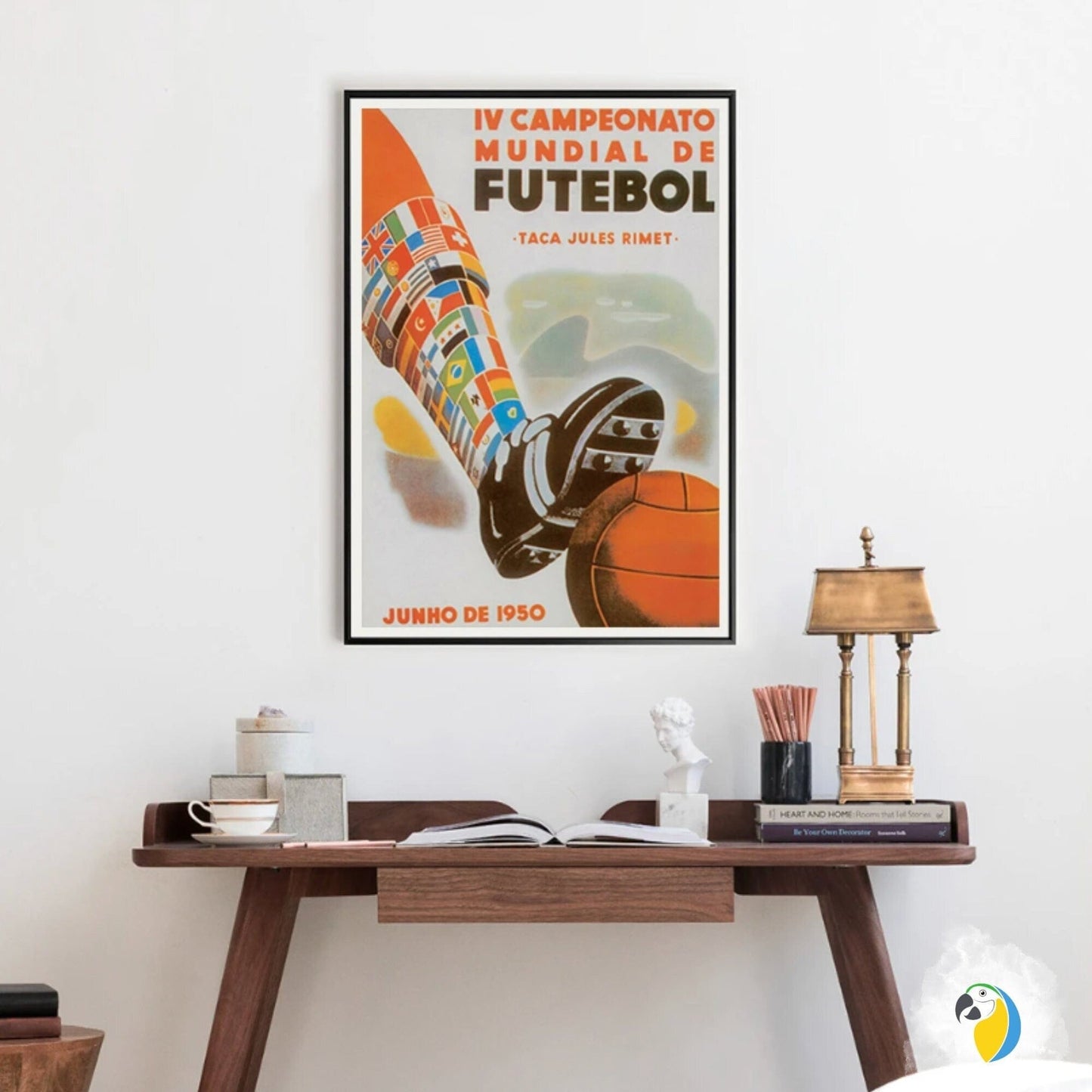 1950 World Cup Poster, Soccer Brazil Canvas Print, Vintage Football Wall Art