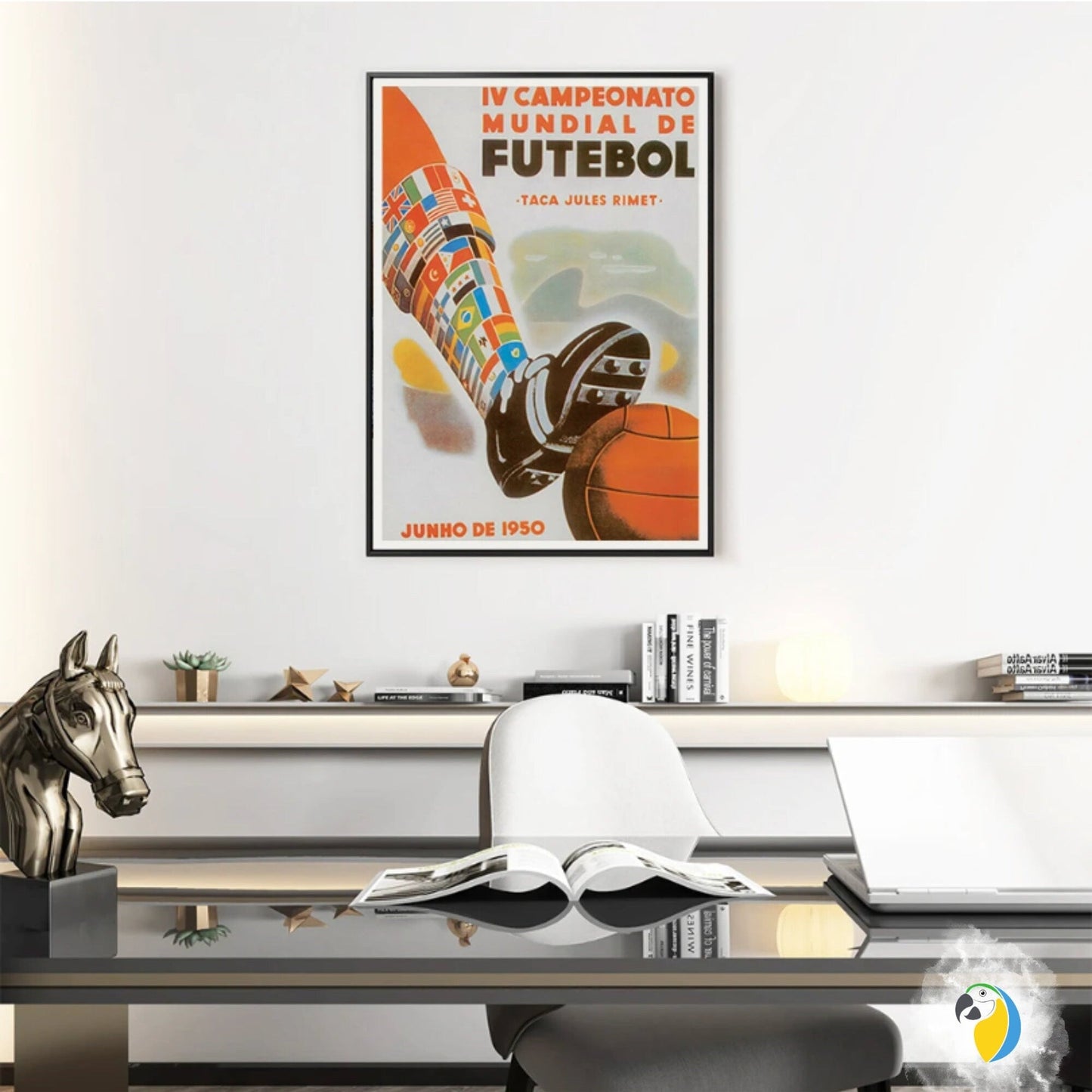 1950 World Cup Poster, Soccer Brazil Canvas Print, Vintage Football Wall Art | Papagaio Studio Etsy Shop