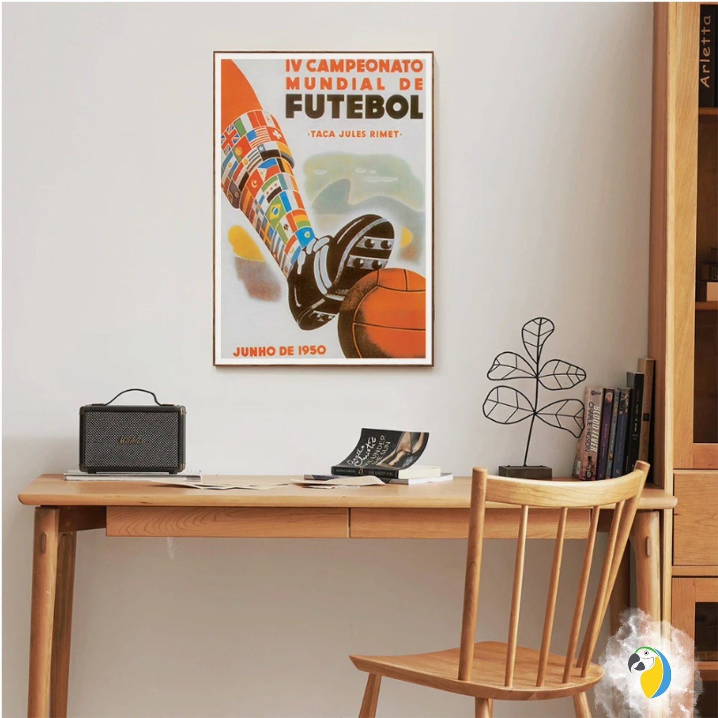 1950 World Cup Poster, Soccer Brazil Canvas Print, Vintage Football Wall Art | Papagaio Studio Etsy Shop