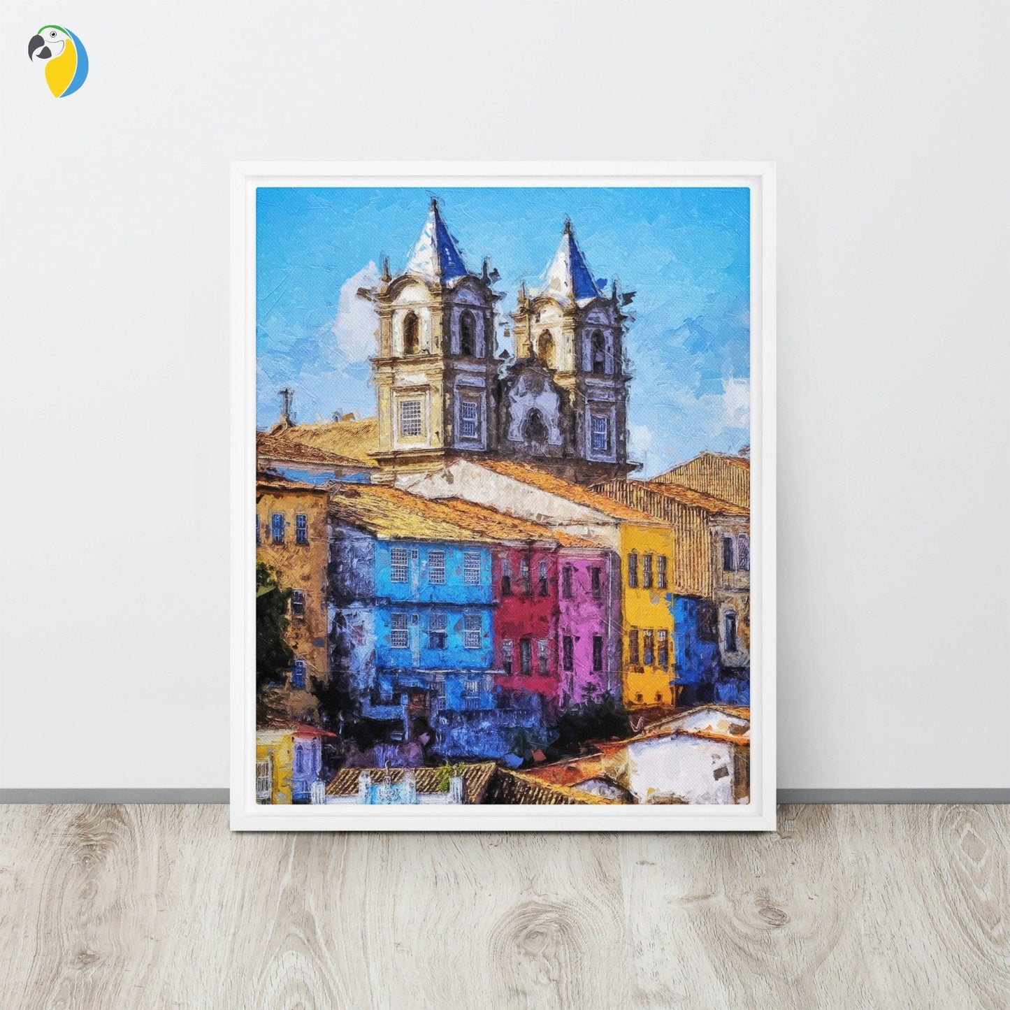 Brazil Impressionist Painting Framed Canvas | Salvador Da Bahia Digital Print Wall Art | Brazilian Artist Home Decor Of Pelourinho Skyline | Papagaio Studio Etsy Shop