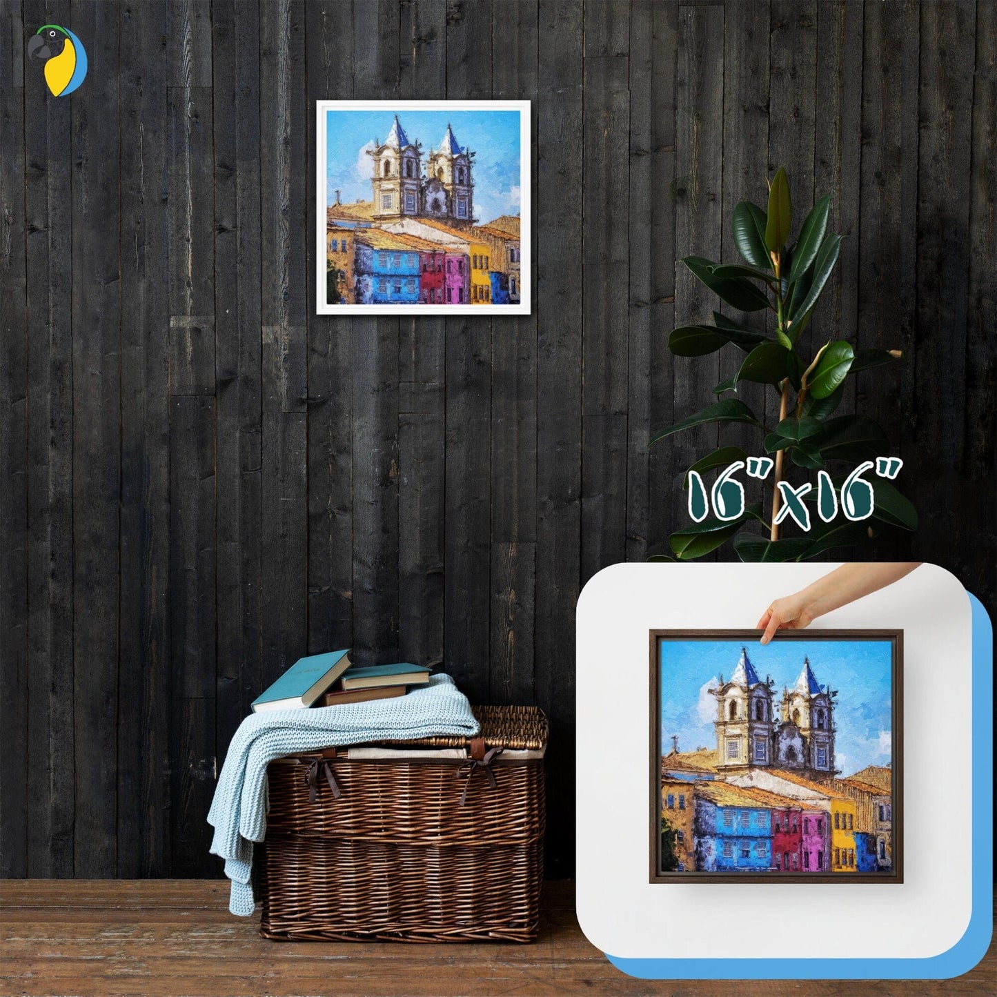 Brazil Impressionist Painting Framed Canvas | Salvador Da Bahia Digital Print Wall Art | Brazilian Artist Home Decor Of Pelourinho Skyline | Papagaio Studio Etsy Shop