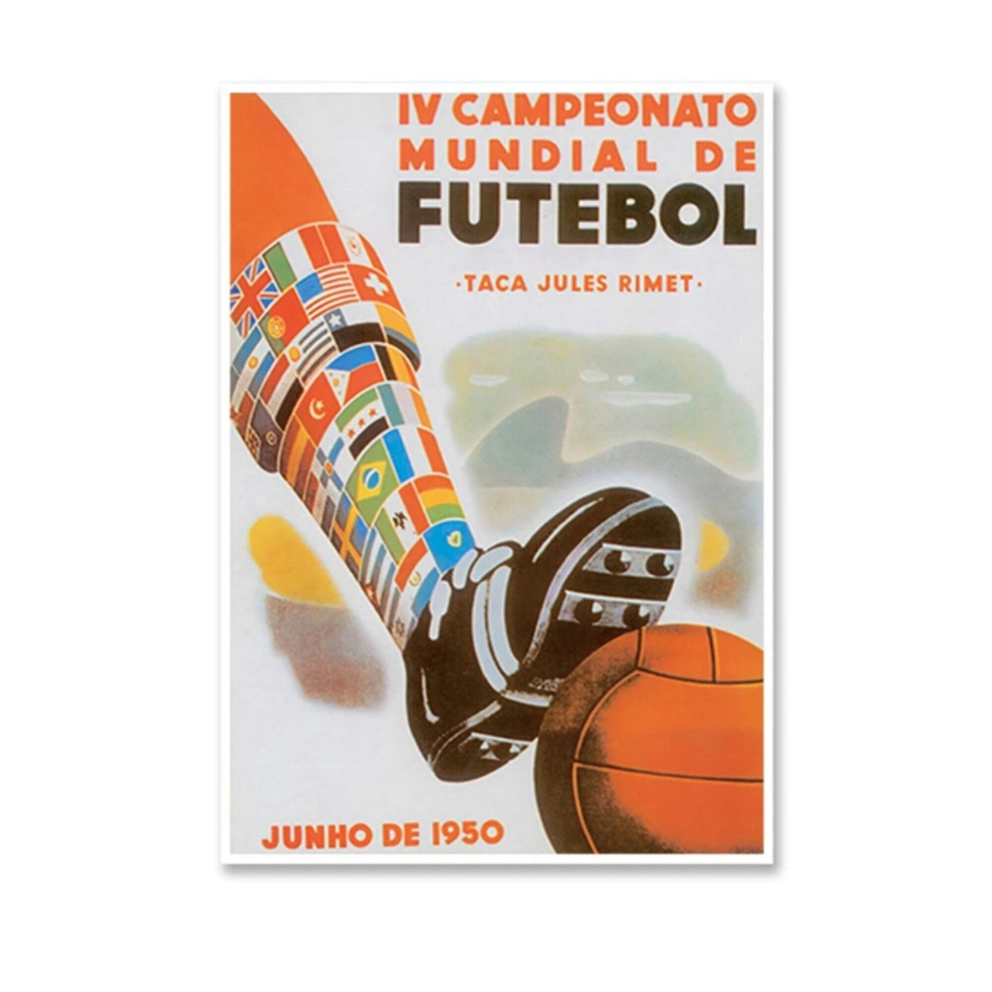 1950 World Cup Poster, Soccer Brazil Canvas Print, Vintage Football Wall Art