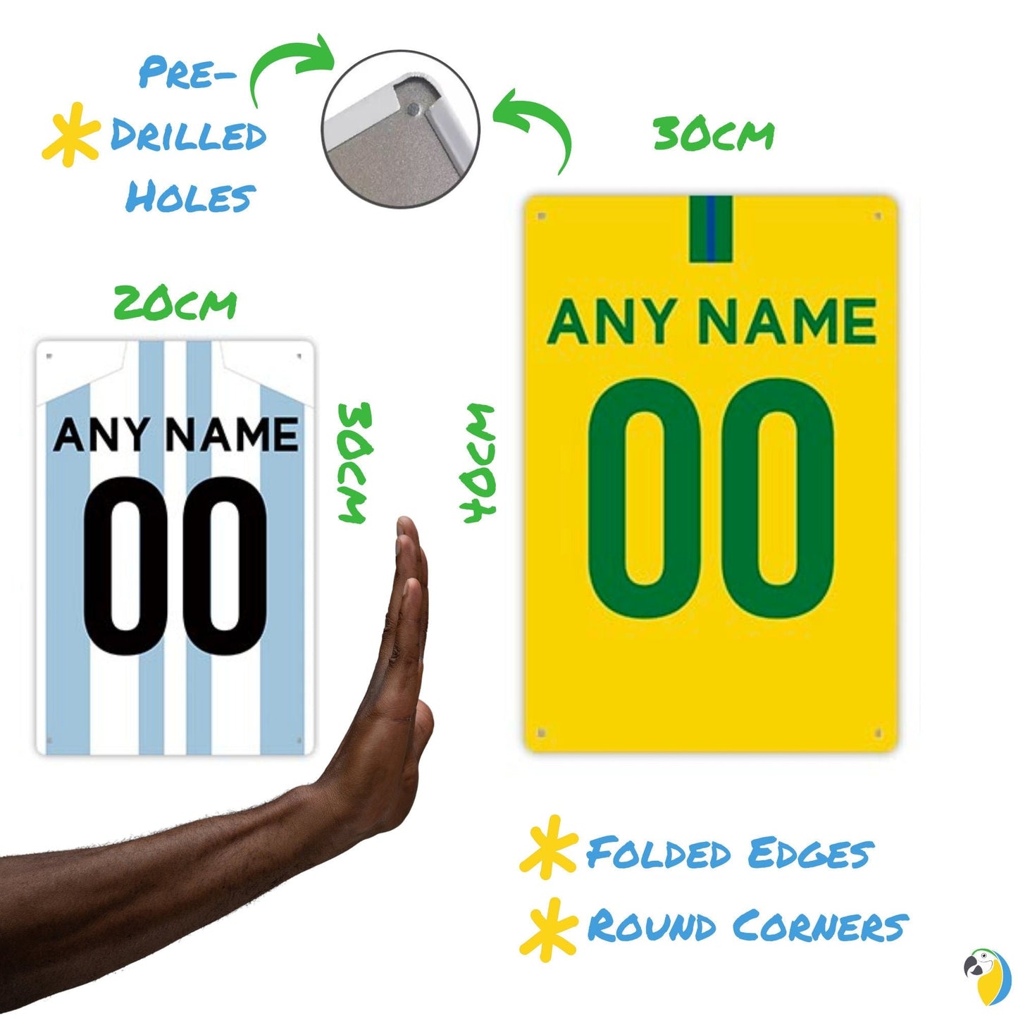 Personalized Football Team Jersey Tin Sign | Custom Name & Number Soccer Shirt Sports Fan Gift | Futsal Player Metal Print | Kids Room Decor | Papagaio Studio Etsy Shop