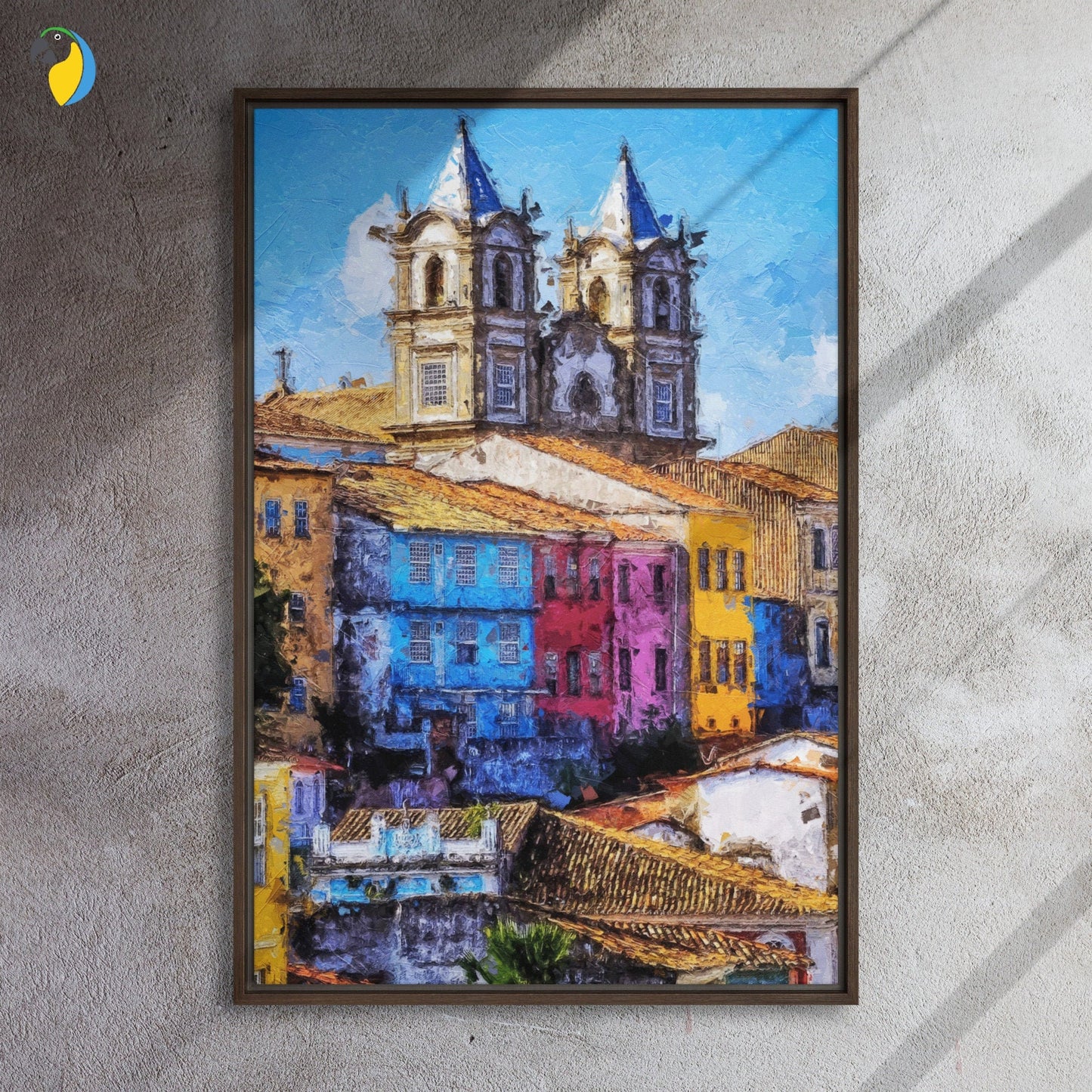 Brazil Impressionist Painting Framed Canvas | Salvador Da Bahia Digital Print Wall Art | Brazilian Artist Home Decor Of Pelourinho Skyline | Papagaio Studio Etsy Shop