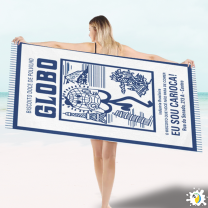 Microfiber Beach Towel With Brazilian Biscoito Globo Print • Rio de Janeiro Brazil Souvenir • Lightweight, Quick-Drying • Papagaio Studio Design Shop