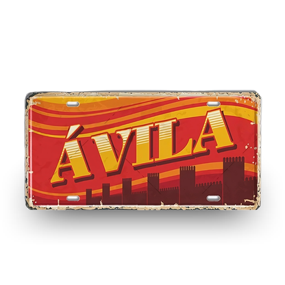 Ávila Spain License Plate Tin Sign - Retro metal wall art Spanish city souvenir