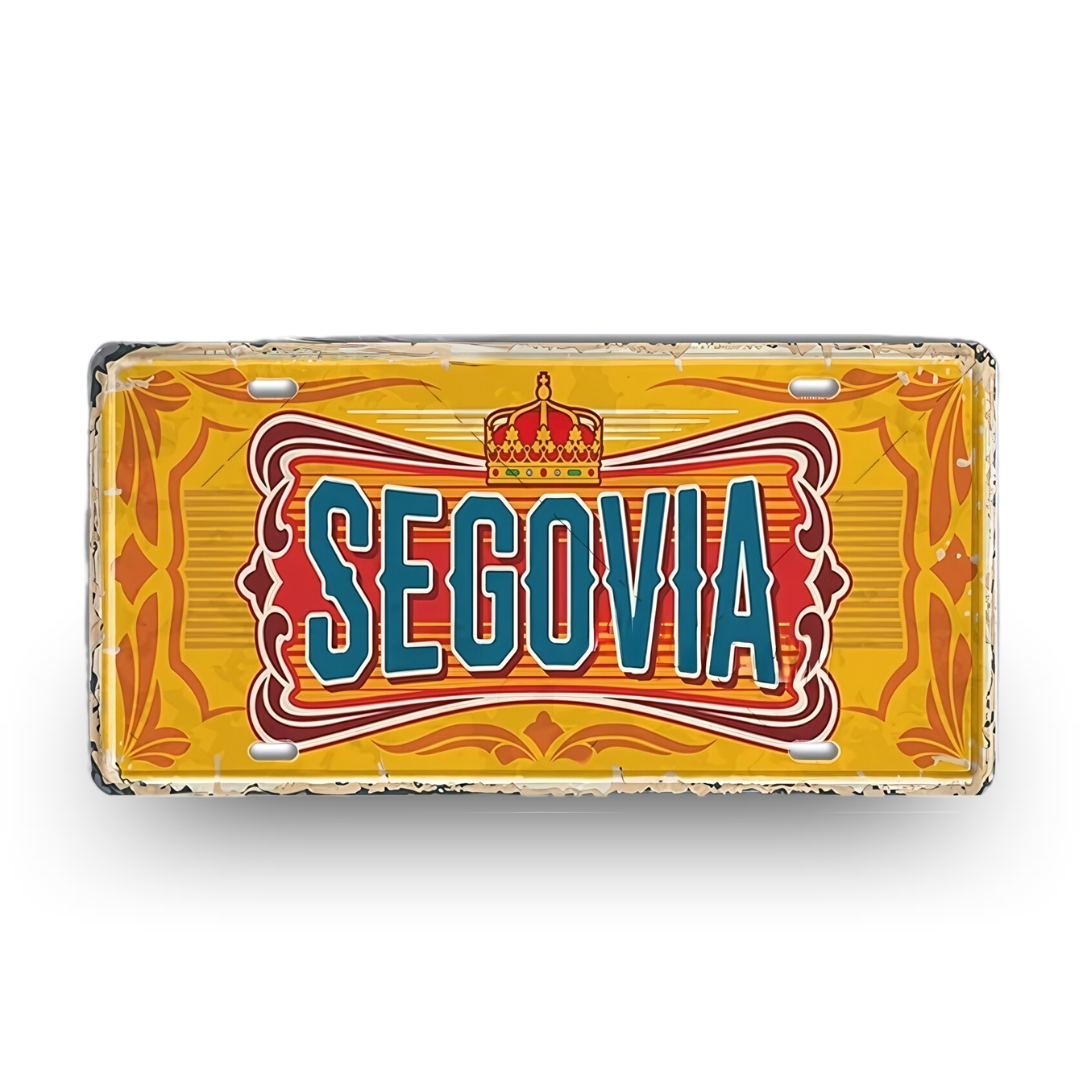 Segovia Spain License Plate Tin Sign - Retro Castilian city metal wall souvenir
