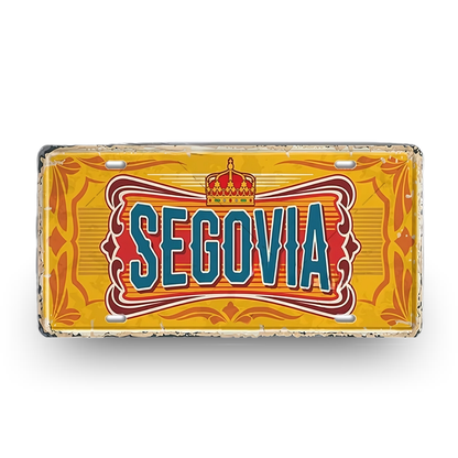 Segovia Spain License Plate Tin Sign - Retro Castilian city metal wall souvenir