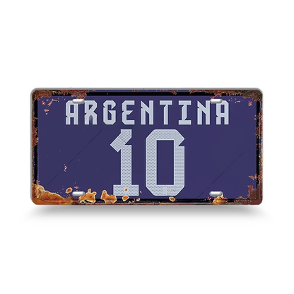 Vintage Football City License Plate Tin Sign • Metal Print Gift For Soccer Fan • Sports Decorative Plaque