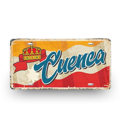 Cuenca Spain License Plate Tin Sign - Vintage Spanish destination metal print