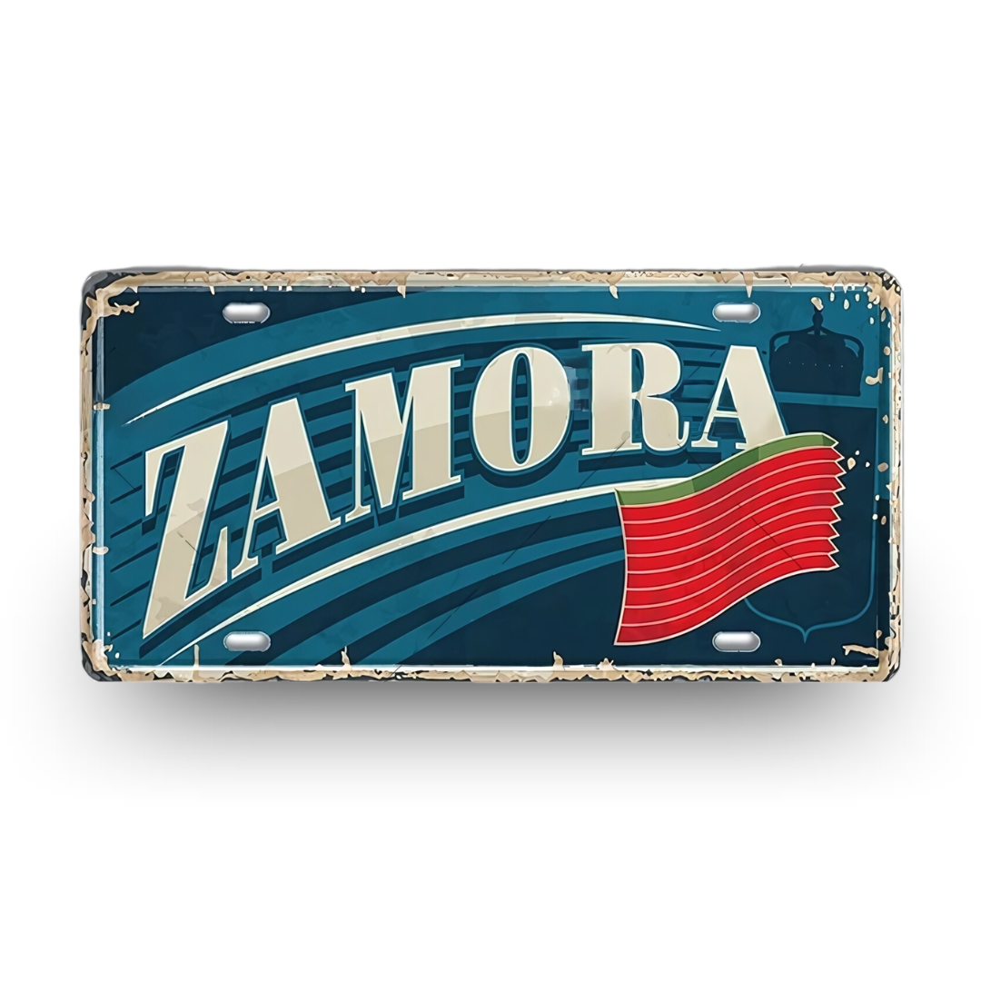Zamora Spain License Plate Tin Sign - Retro metal wall decor Spanish city souvenir