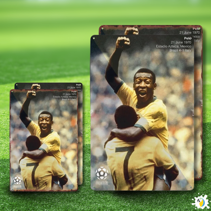 Pelé Brazilian Soccer Player Metal Print Poster • Classic Brazil Football Team Tin Sign Gift For Sports Fans