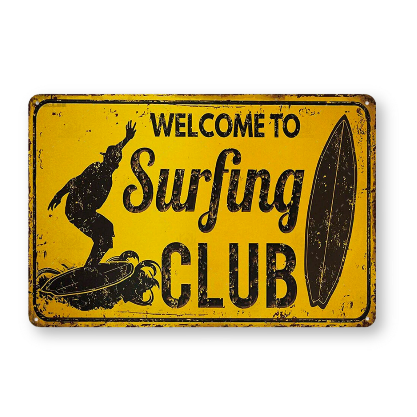 Summer Beach Tin Sign • Vintage Surfing Metal Plaque • Seaside Surfboard Decorative HD Print Wall Hanging Decor for Surf Bar Beach House • Papagaio Studio Design Shop