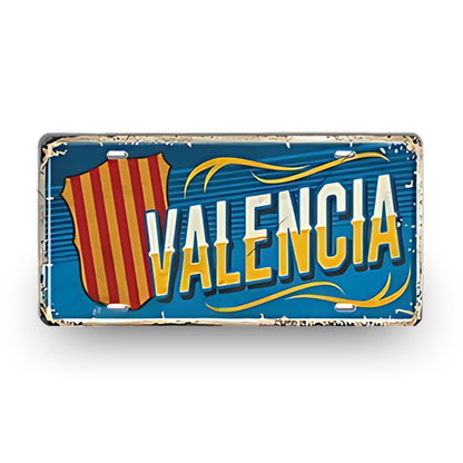 Valencia Spain License Plate Tin Sign - Vintage Spanish city metal wall decor