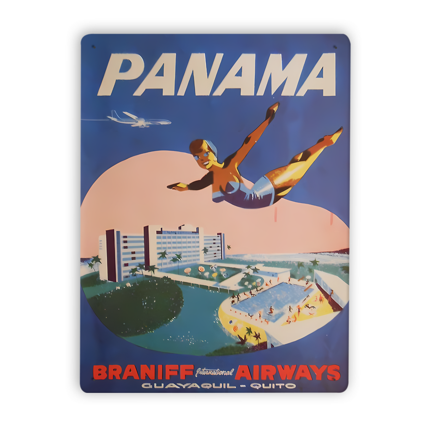 Vintage Flight Destination Poster Tin Sign Collection • Retro Airline Travel Ad Metal Prints