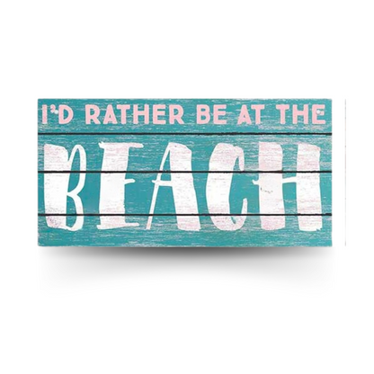 Beach Wood Sign • Summer Happy Quote Wooden Plaque • Sun Flip Flop Coastal Art MDF Print • Tropical Seaside Home Decor Art Piece • Papagaio Studio Design Shop