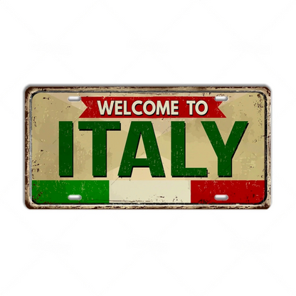 Italy License Plate • Italian City Comune Province Tin Sign • Euro Trip Landmark Metal Print • Travel Souvenir Shabby Chic Wall Decor Gift