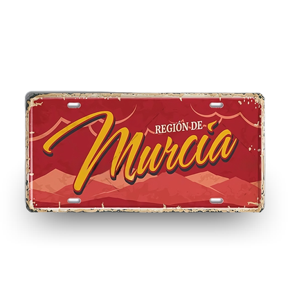 Murcia Spain License Plate Tin Sign - Retro metal print Spanish destination souvenir