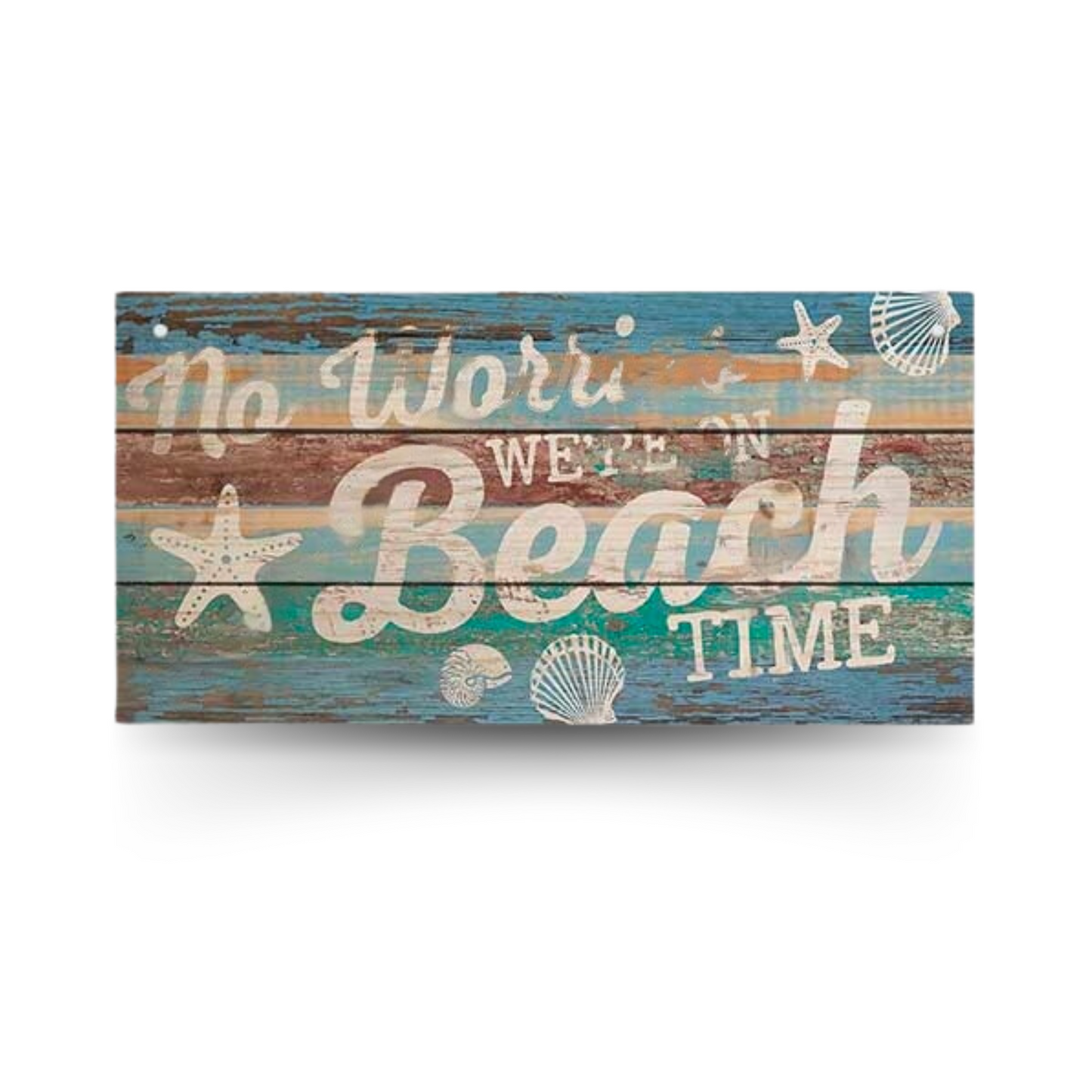 Beach Wood Sign • Summer Happy Quote Wooden Plaque • Sun Flip Flop Coastal Art MDF Print • Tropical Seaside Home Decor Art Piece • Papagaio Studio Design Shop