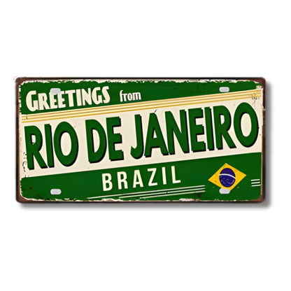 Colombia Mexico Brazil City Tin Sign • Latin America Tourist Souvenir Metal Plaque • Shabby Chic Home Decor Wall Art Gift For Latino