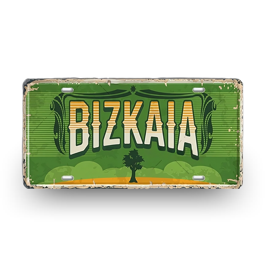 Bizkaia Spain License Plate Tin Sign - Retro Basque Country metal print decor