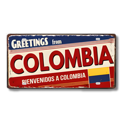 Colombia Mexico Brazil City Tin Sign • Latin America Tourist Souvenir Metal Plaque • Shabby Chic Home Decor Wall Art Gift For Latino