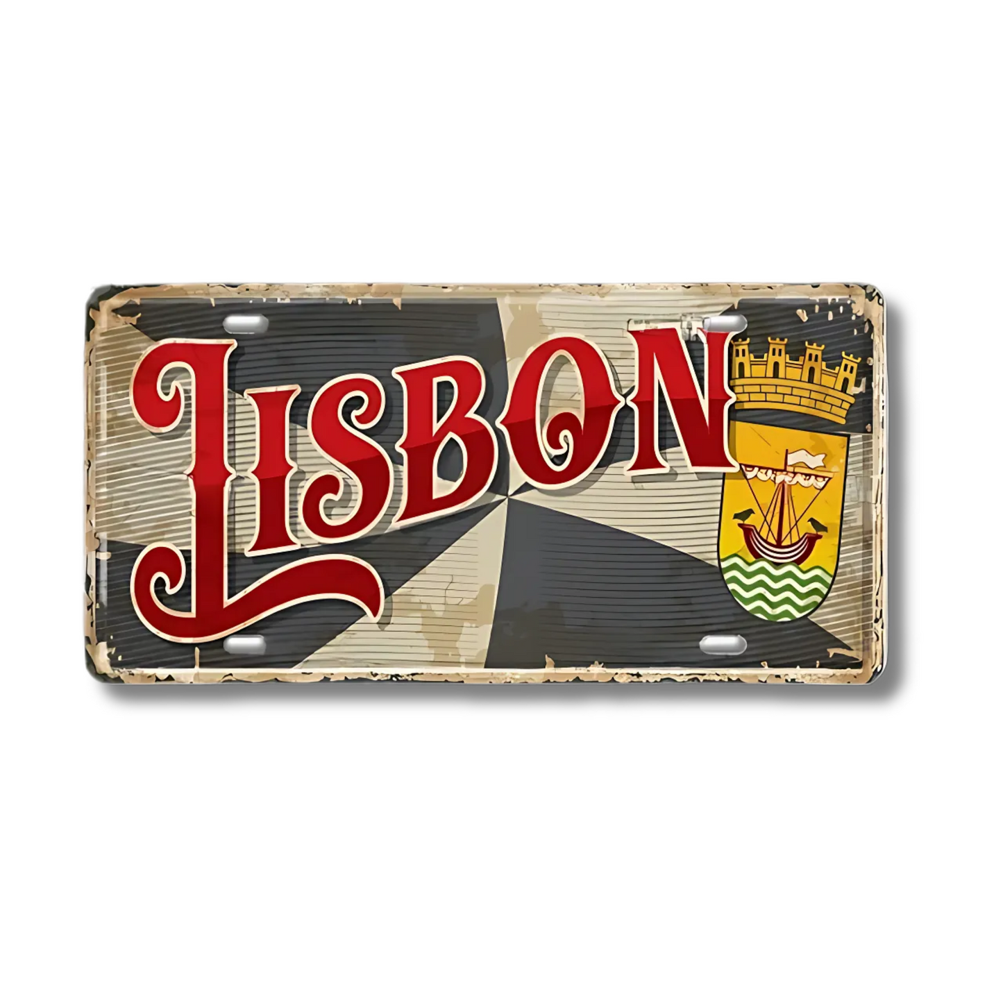 Portugal Landmark License Plate | Portuguese City Metal Sign | Vintage Decorative Plaque Wall Decor | Tin Sign Gift for Europe Travelers