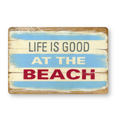Summer Beach Tin Sign • Vintage Surfing Metal Plaque • Seaside Surfboard Decorative HD Print Wall Hanging Decor for Surf Bar Beach House • Papagaio Studio Design Shop