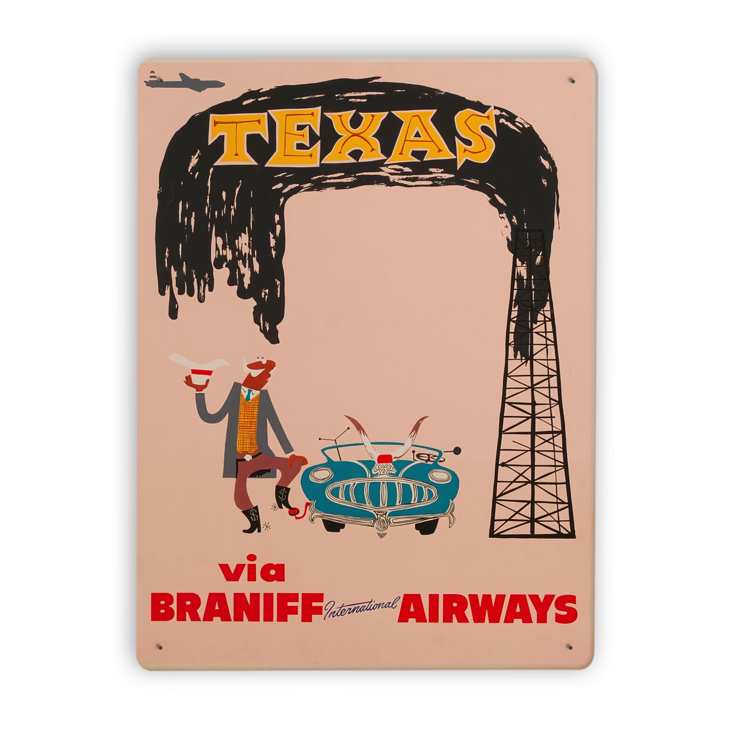 Vintage Flight Destination Poster Tin Sign Collection • Retro Airline Travel Ad Metal Prints