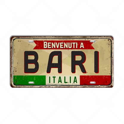 Italy License Plate • Italian City Comune Province Tin Sign • Euro Trip Landmark Metal Print • Travel Souvenir Shabby Chic Wall Decor Gift