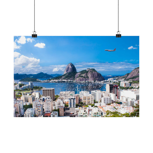 Brazil Rio De Janeiro Skyline Matte Horizontal Poster, Sugarloaf Mountain Brazilian Digital Print, Guanabara Bay Photography Wall Art Decor • Papagaio Studio Shop