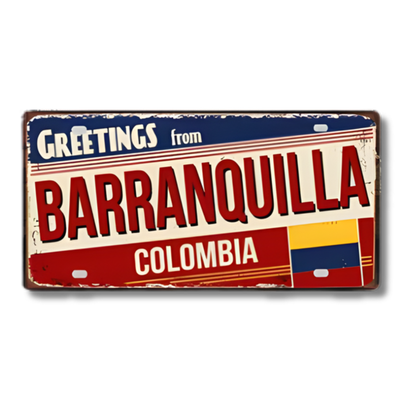 Colombia Mexico Brazil City Tin Sign • Latin America Tourist Souvenir Metal Plaque • Shabby Chic Home Decor Wall Art Gift For Latino