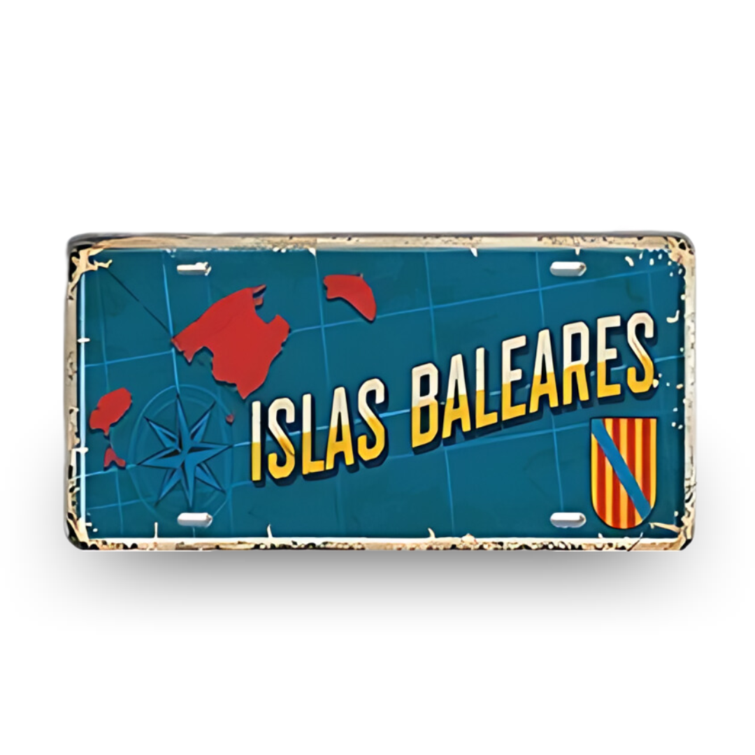 Islas Baleares Spain License Plate Tin Sign - Vintage Balearic Islands metal print souvenir