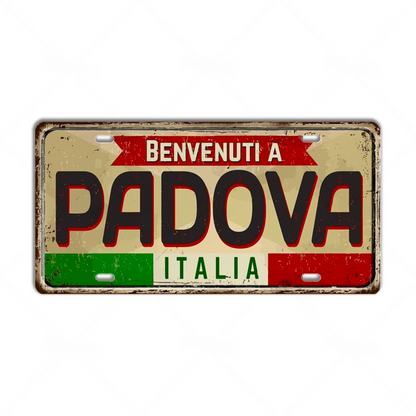 Italy License Plate • Italian City Comune Province Tin Sign • Euro Trip Landmark Metal Print • Travel Souvenir Shabby Chic Wall Decor Gift