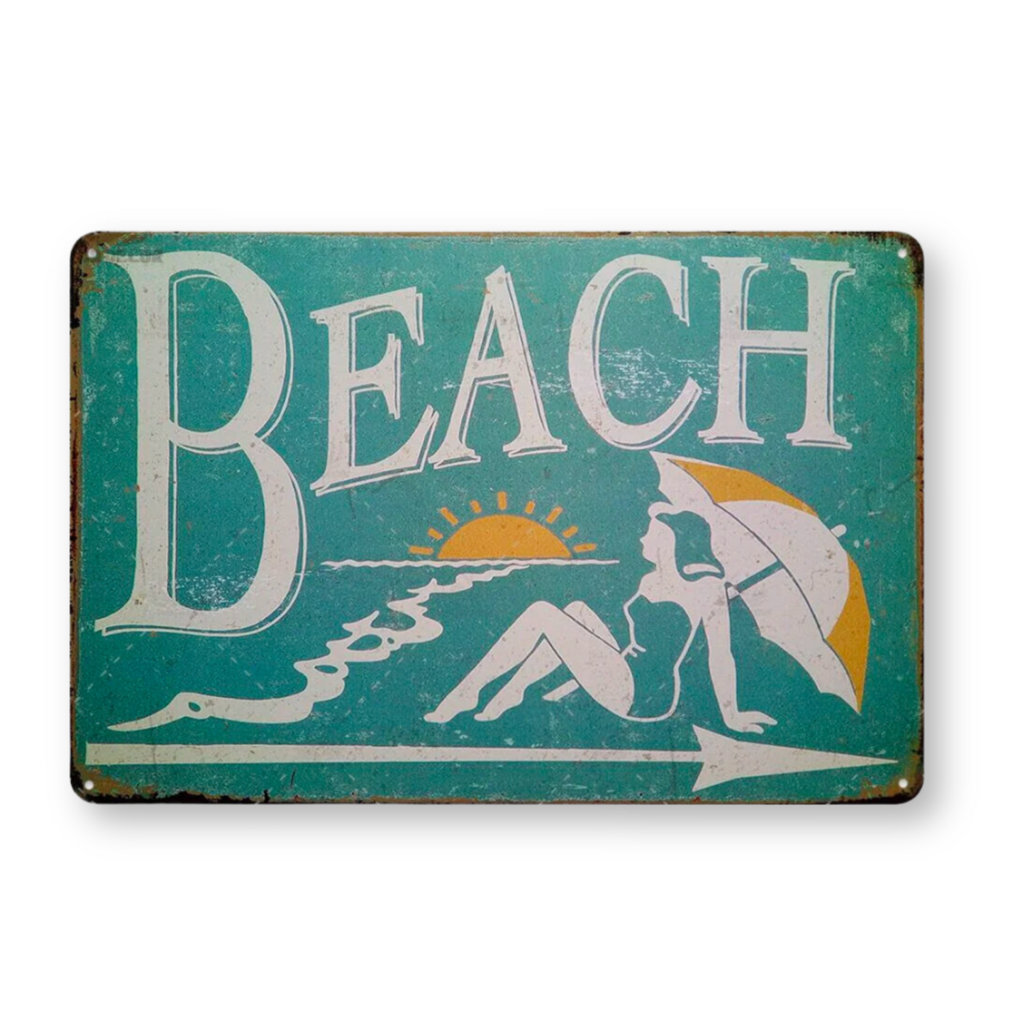 Summer Beach Tin Sign • Vintage Surfing Metal Plaque • Seaside Surfboard Decorative HD Print Wall Hanging Decor for Surf Bar Beach House • Papagaio Studio Design Shop