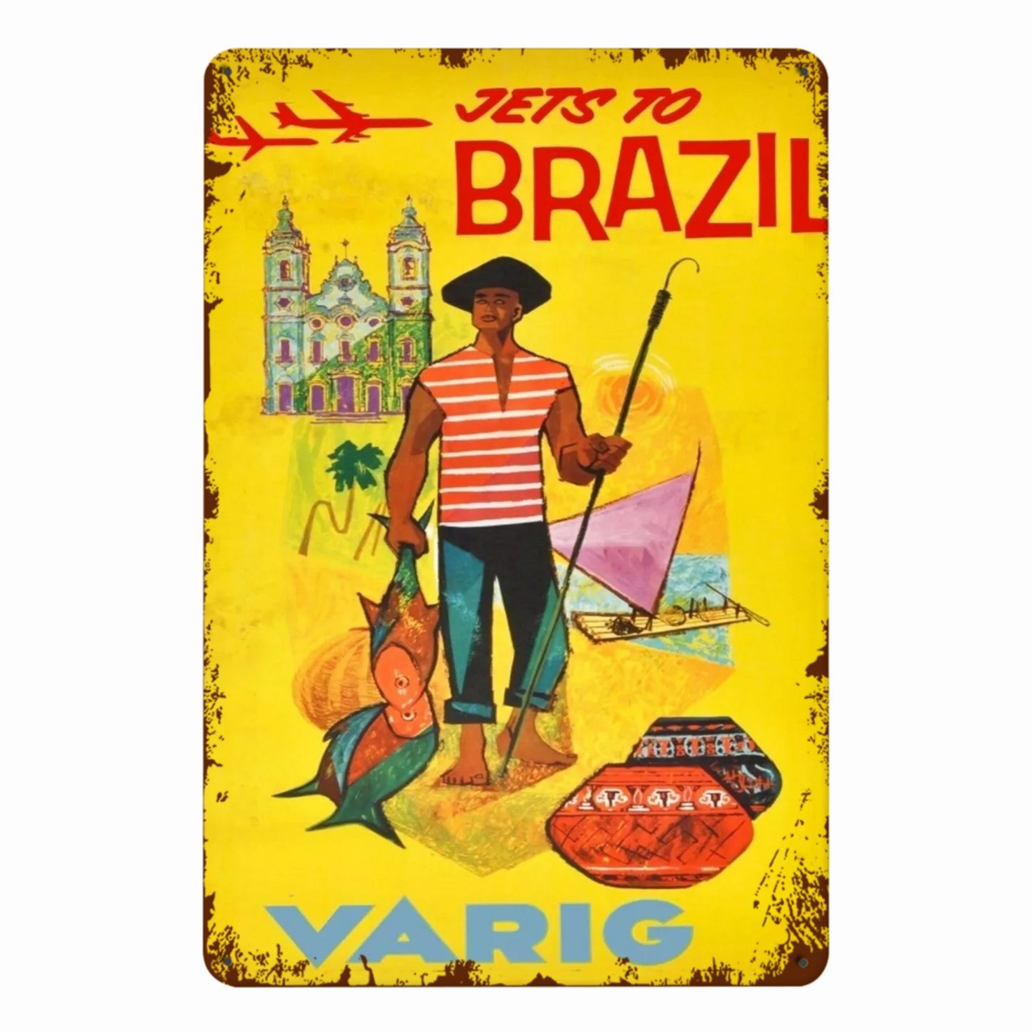 Vintage Brazilian Advertisement Tin Signs • Retro Brazil Commercial Ads Metal Plaques