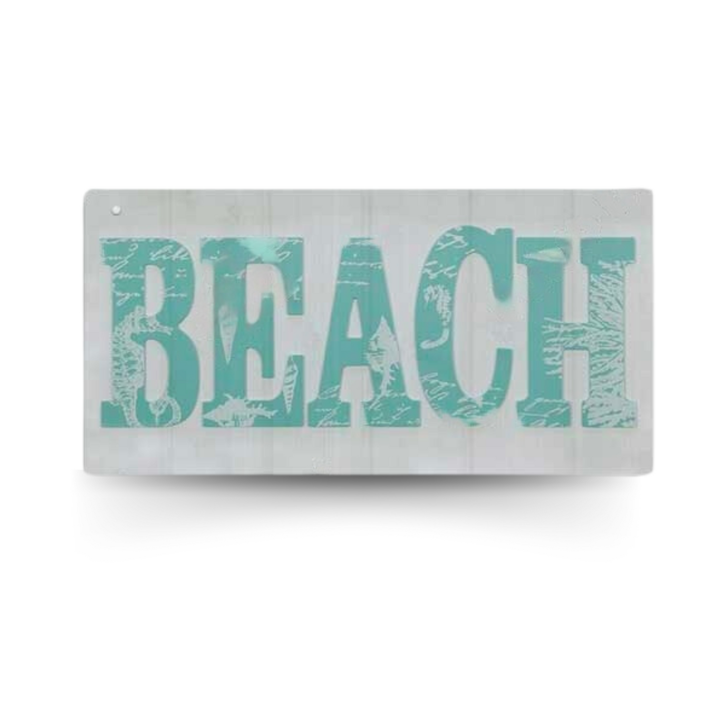 Beach Wood Sign • Summer Happy Quote Wooden Plaque • Sun Flip Flop Coastal Art MDF Print • Tropical Seaside Home Decor Art Piece • Papagaio Studio Design Shop