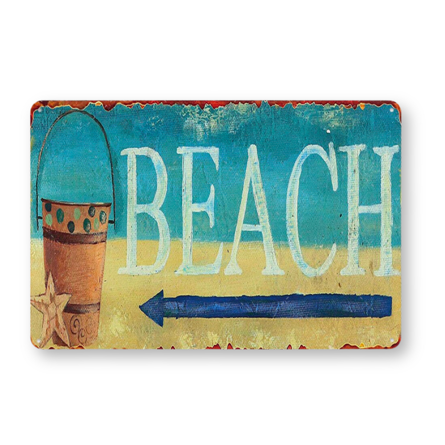 Summer Beach Tin Sign • Vintage Surfing Metal Plaque • Seaside Surfboard Decorative HD Print Wall Hanging Decor for Surf Bar Beach House • Papagaio Studio Design Shop