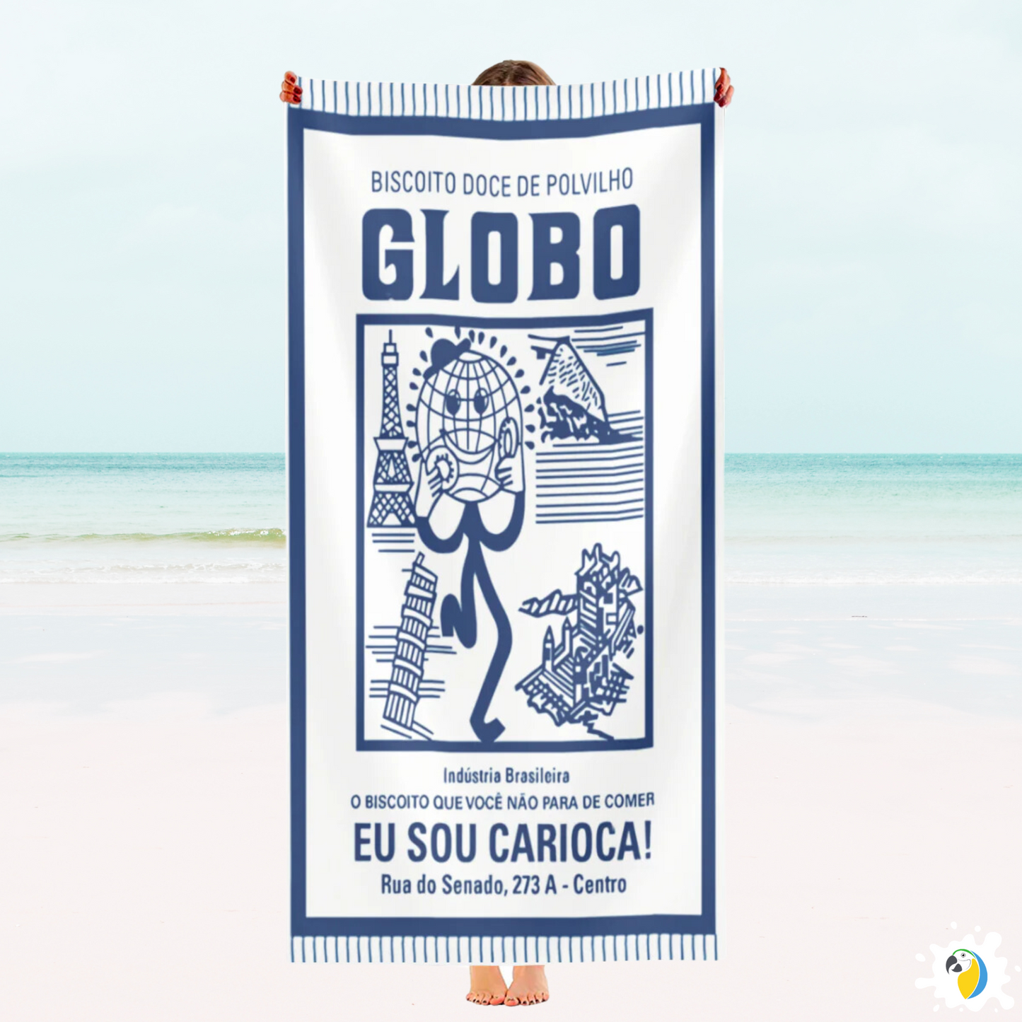 Brazilian Beach Towel With Biscoito Globo Print • Rio de Janeiro Brazil Souvenir • Lightweight, Quick-Drying • Papagaio Studio Design Shop