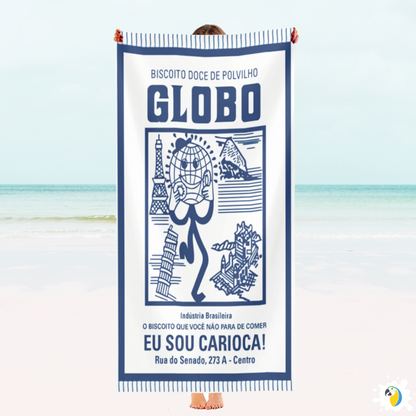 Brazilian Beach Towel With Biscoito Globo Print • Rio de Janeiro Brazil Souvenir • Lightweight, Quick-Drying • Papagaio Studio Design Shop